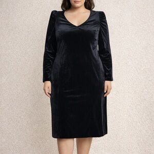New Bisou Bisuo Elegant Black Velvet Dress Women’s 3X